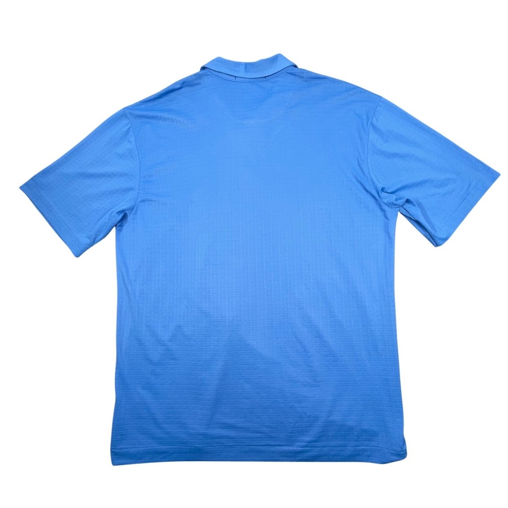 Tiger Woods Nike Blue Fit Dry Textured Polo Golf Shirt Mens Large - Picture 2 of 7